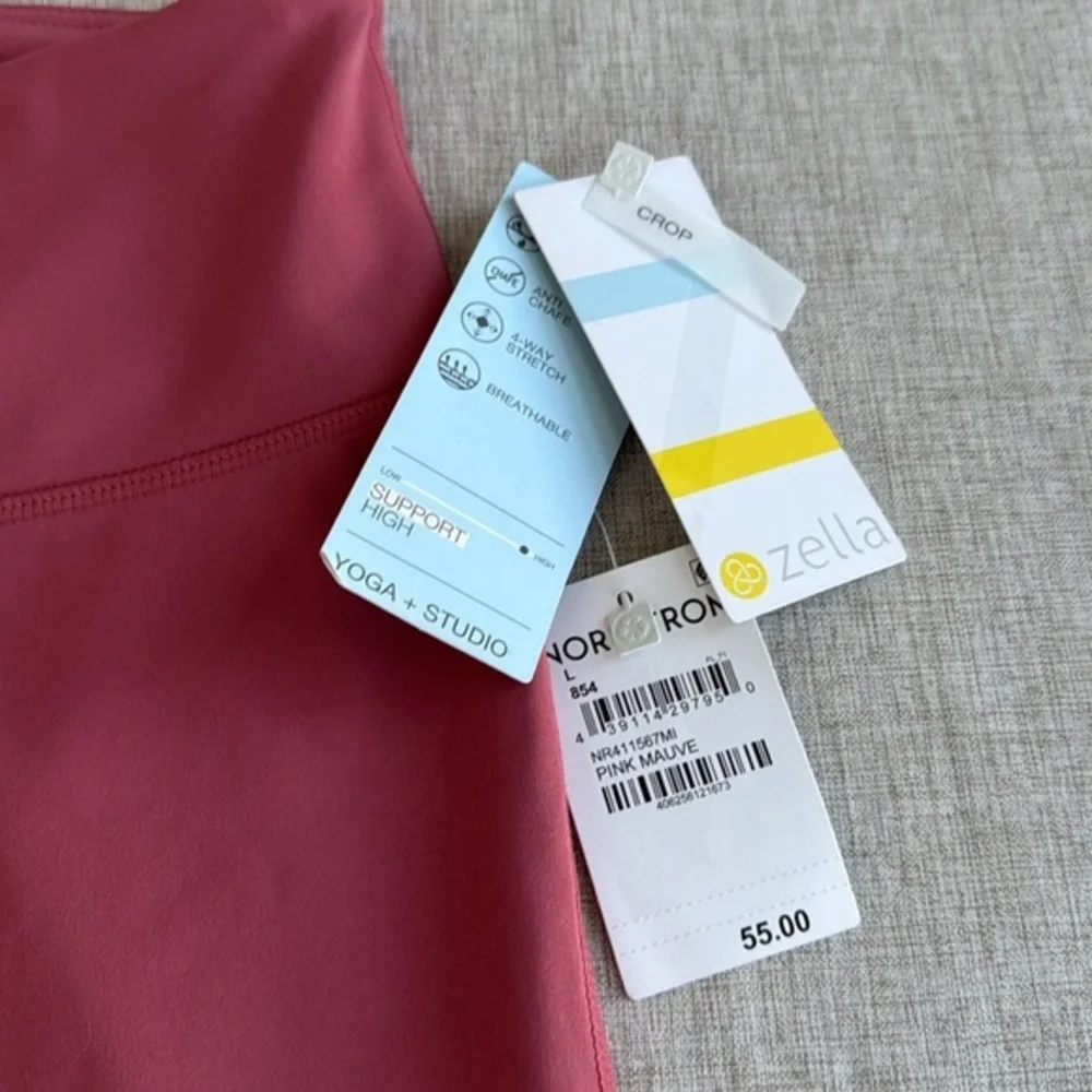 ZELLA Lite Crop Yoga Leggings athletic Pink Mauve Gym Size Large‎ - Picture 4 of 9